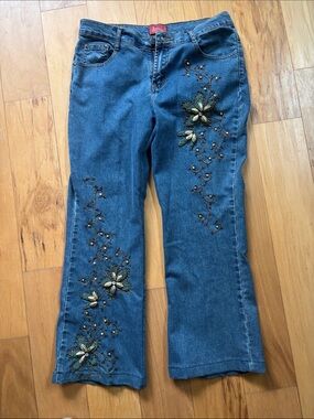Azita embroidered and beaded jeans size 6.